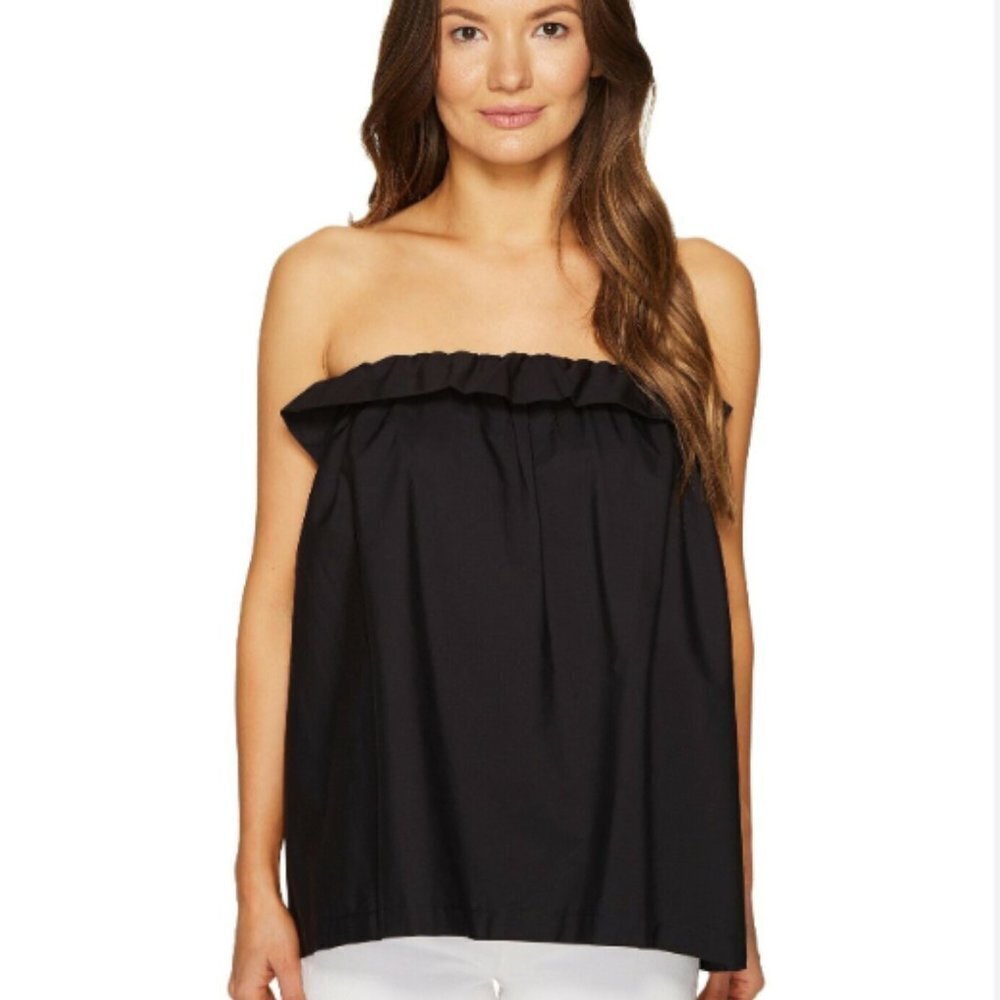 Sportmax Aprile Runway Woven Sleeveless Ruffle Top Black Size XS NWT